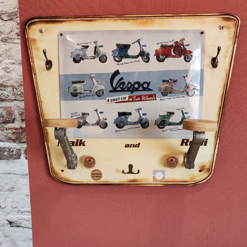 Porte casque duo plaque vespa évolution licence nostalgic art personnalisable ou plaque seul sans plateau ni support,