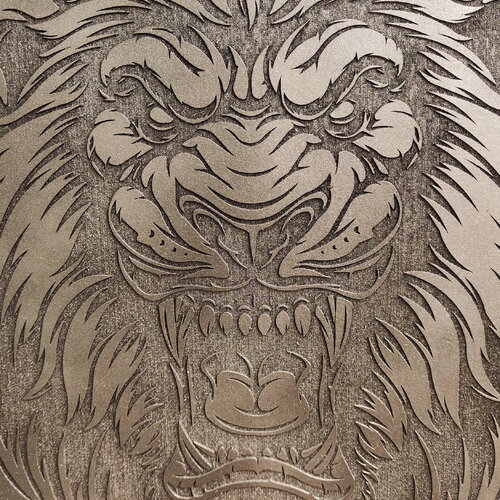 Règne du roi - gravure laser de lion sur kromat , édition limitée de trois pièces dessin le roi lion   une réalisation exclusive