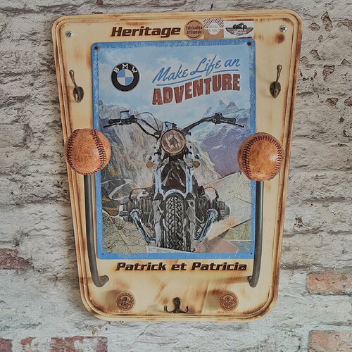 Porte casque double plaque bmw adventure , personnalisable ou plaque seul sans plateau ni support, cadeaux couple