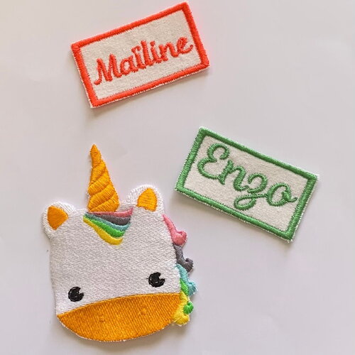 Appliqué prénom &amp; couleur au choix brodé thermocollant ou à coudre