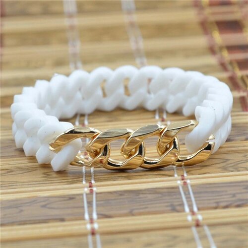 Bracelet chaine à maillons en silicone et métal doré, bracelet ajustable en silicone, bracelet unisexe