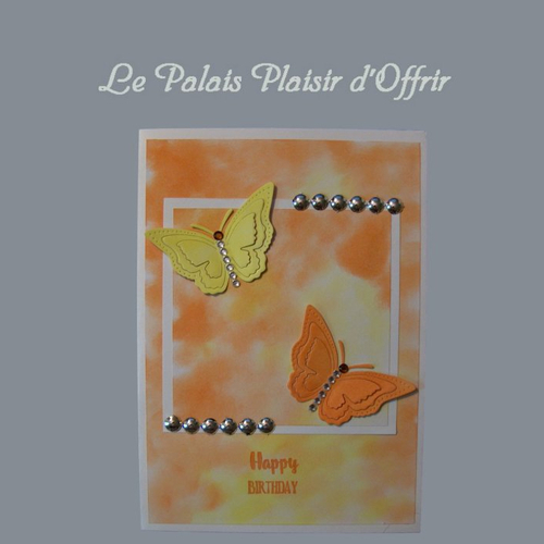 Carte anniversaire femme - carte déco naranja, limon y maniposas - orange et citron et papillons