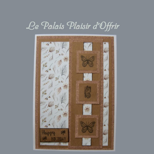 Carte anniversaire homme - trio de papillons en brun et noir