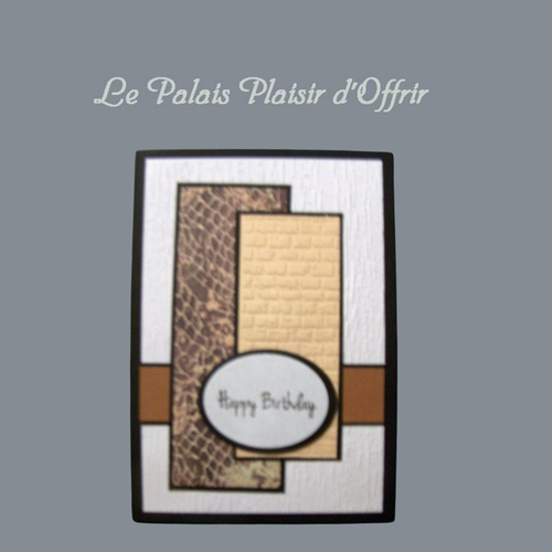 Carte anniversaire homme - carte simple fait d'empiècements géométriques en ton beige marron