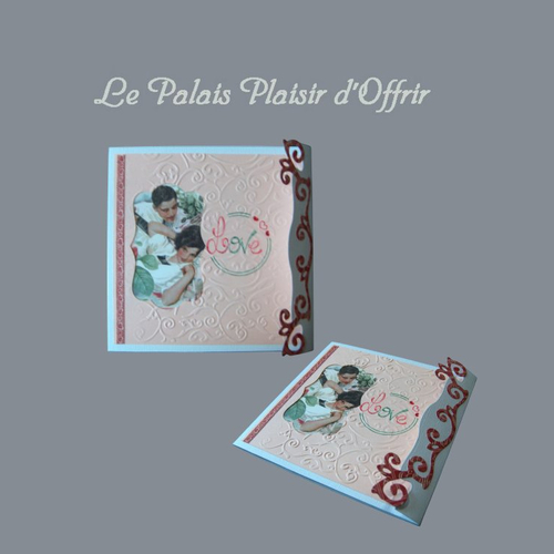 Carte saint valentin - couple vintage sur arabesques roses