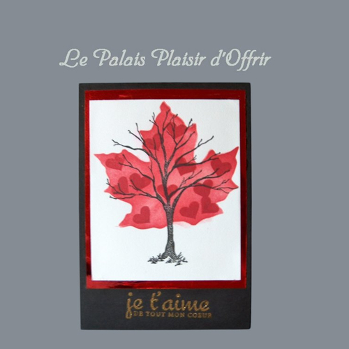 Carte saint valentin - l'arbre de vie en noir, rouge,blanc et or - je t'aime de tout mon coeur