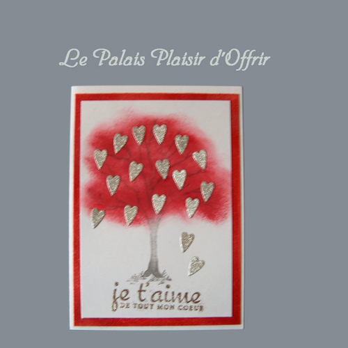 Carte saint valentin - l'arbre de vie en blanc rouge et argent