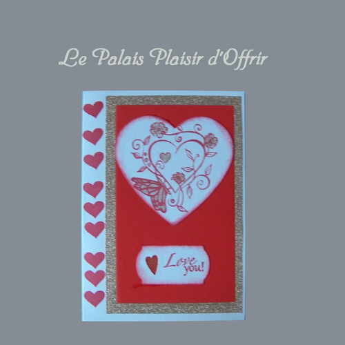 Carte saint valentin - coeurs en blanc et rouge - love you