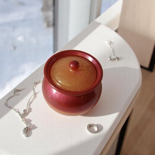 Boîte - resine - style chaudron à couvercle