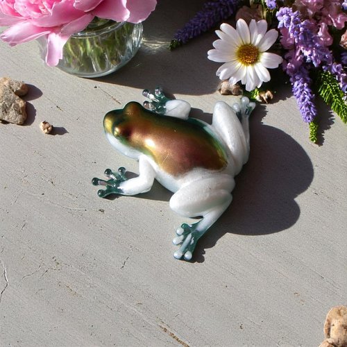 Animal - resine - belle grenouille tricolore