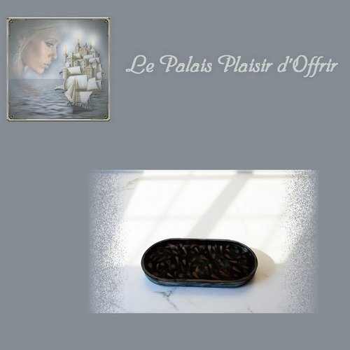 Plateaux supports - mini plateau arrondi noir et ses flammèches