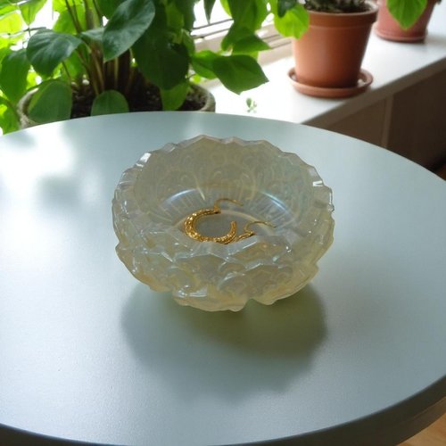 Vide poche - résine - petite coupelle fleur blanc irisé