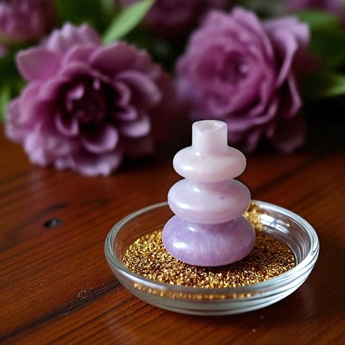 Pot/vase - résine - petit vase "donut" en dégradé mauve clair à foncé