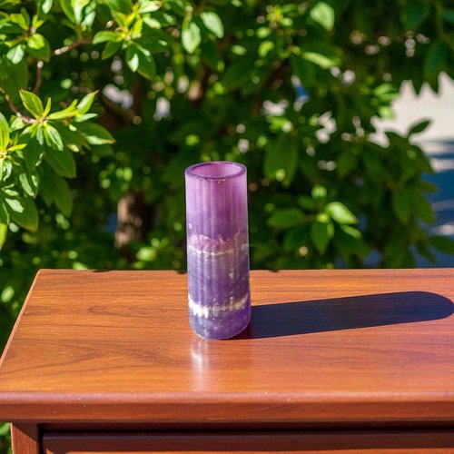 Pot/vase - résine - vase cannelé évasé inversé en dégradé mauve
