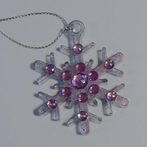 Noel - lot de 2 flocons moyens transparents bleutés