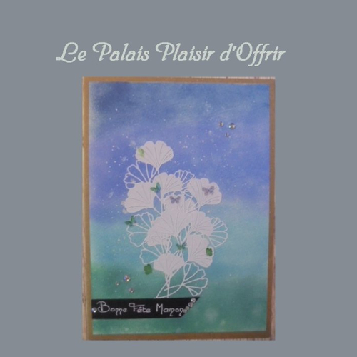 24-fm-011 - gde carte bouquet blanc et ses papillons sur fond vert et bleu