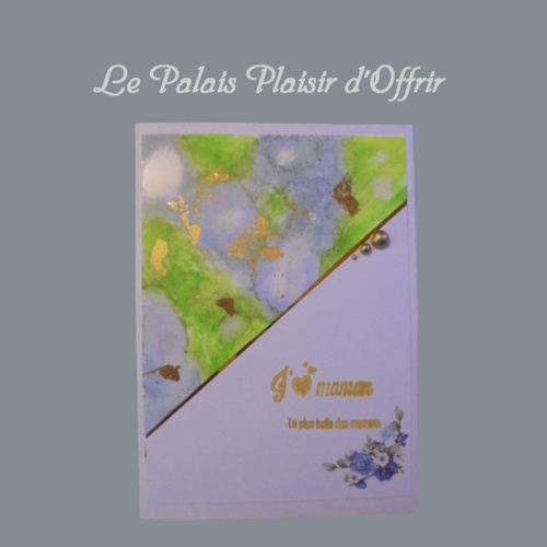24-fm-014 - carte "fête des mères" marbré bleu vert et or