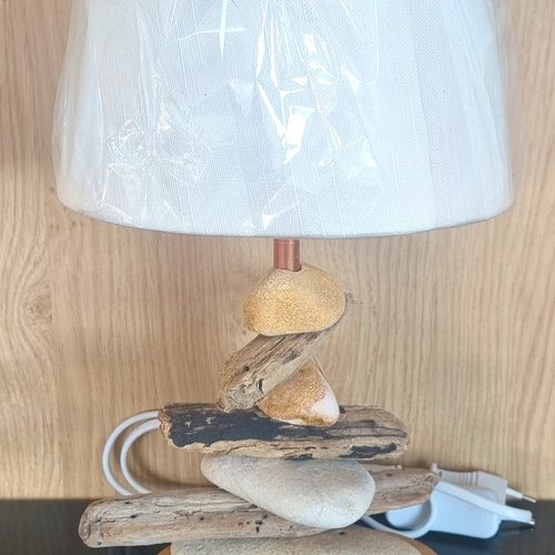 1 x lampe galets & bois flottés