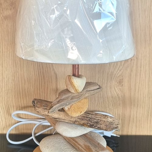 1 x lampe galets & bois flottés