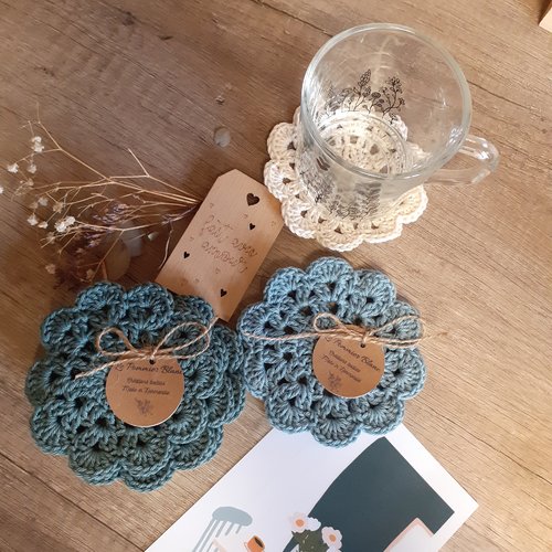 Sous tasses crochet bleu /vert