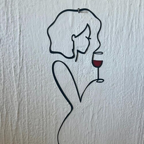 Art mural femme et vin - déco original wall decor