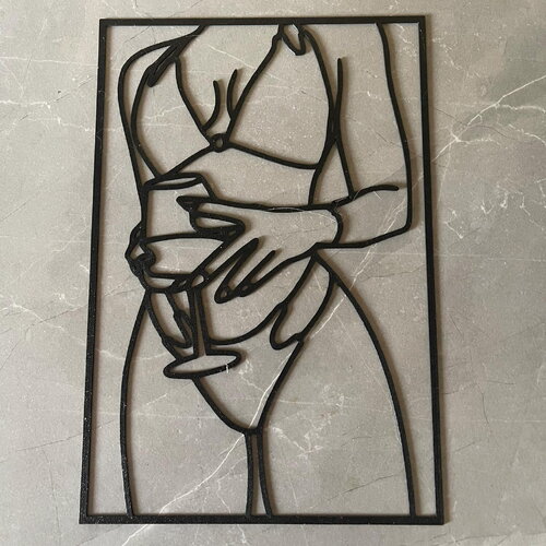 Art mural femme vin - déco original wall decor