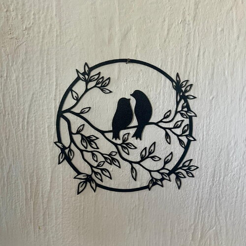 Art mural couple d'oiseaux  - déco original wall decor