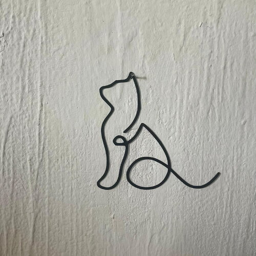 Art mural chat line art  - déco original wall decor