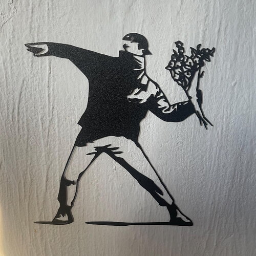 Art mural bansky lanceur de fleurs - déco original wall decor