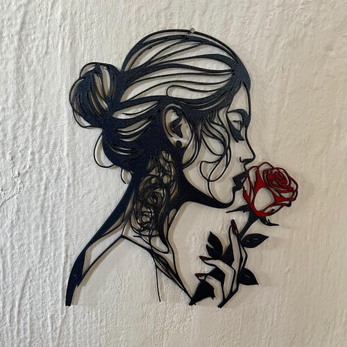 Art mural femme et rose - déco original