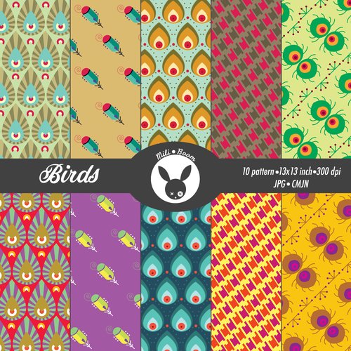 10 motifs digitaux "oiseaux" à télécharger