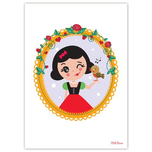 Affiche déco illustration originale princesse "blanche-neige" pour enfant