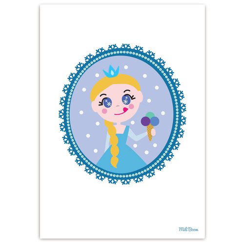 Affiche déco illustration originale princesse "reine des neiges" pour enfant