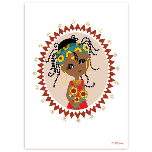 Affiche déco illustration originale princesse "petite africaine" pour enfant