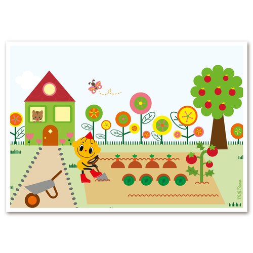 Affiche déco illustration originale "le jardin de petit-rien" pour enfant