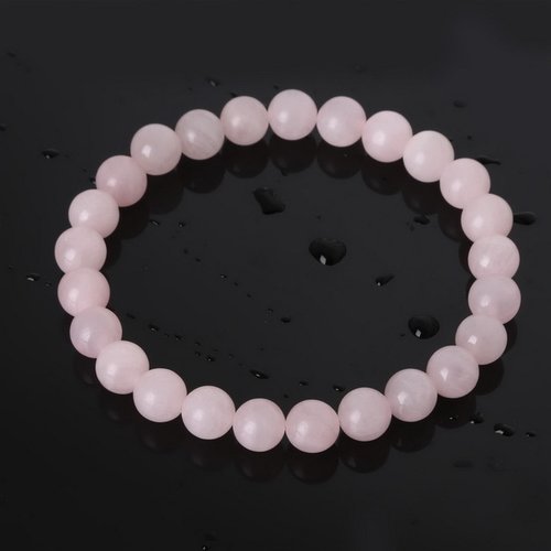 Bracelet en pierre naturelle quartz rose, perles de 8 mm de diamètre, longueur : 19 cm, neuf