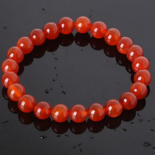 Bracelet en pierre naturelle agate rouge, perles de 8 mm de diamètre, longueur : 19 cm, neuf