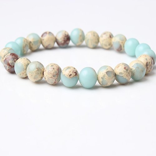 Bracelet en pierre naturelle jaspe shoushan, perles de 8 mm de diamètre, longueur : 19 cm, neuf