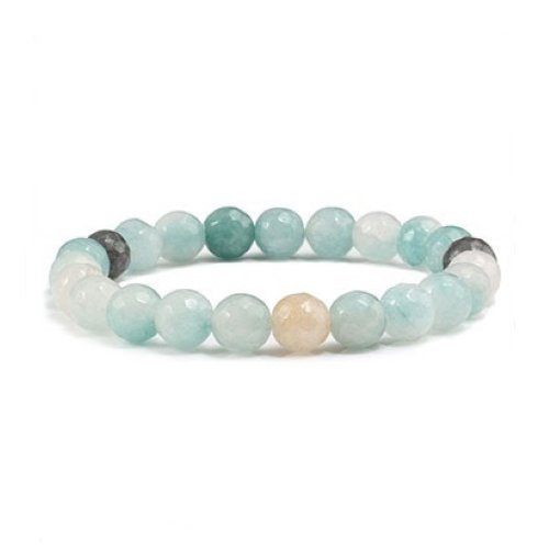 Bracelet en pierre naturelle amazonite facettée, perles de 8 mm de diamètre, longueur : 19 cm, neuf