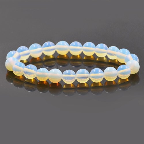 Bracelet en pierre naturelle opale, perles de 8 mm de diamètre, longueur : 19 cm, neuf