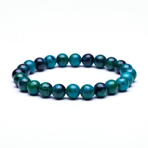 Bracelet en pierre naturelle chrysocolle, perles de 8 mm de diamètre, longueur : 19 cm, neuf