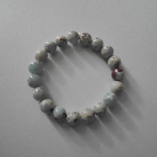 Bracelet en pierre naturelle jaspe shoushan, perles de 10 mm de diamètre, longueur : 19 cm, neuf