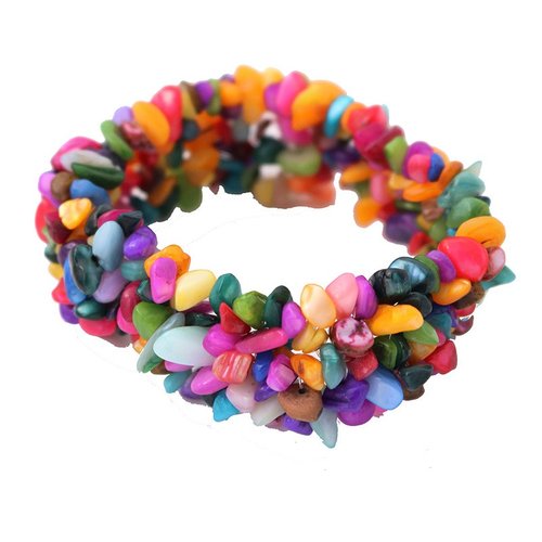 Bracelet en pierre naturelle agate multi-couleurs, perles baroques, longueur : 19 cm, neuf