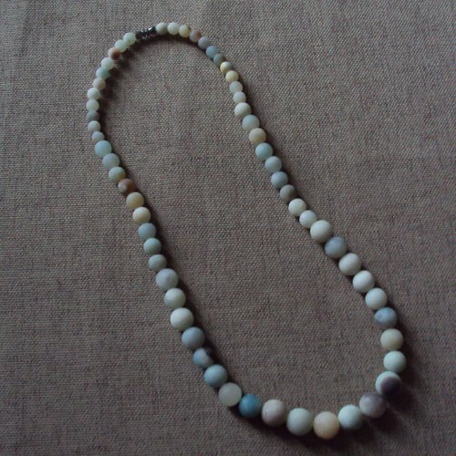 Collier handmade avec perles en pierre naturelle fine amazonite sablée