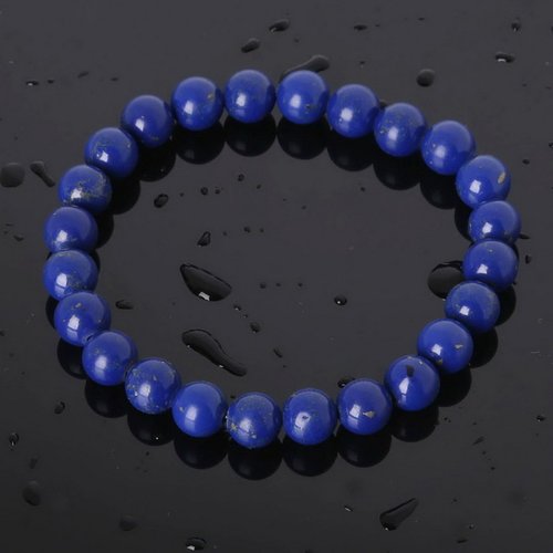 Bracelet en pierre naturelle lapis lazuli, perles de 8 mm de diamètre, longueur : 21 cm, neuf