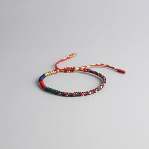 Bracelet handmade en tissu tissé, tibétain, ajustable, neuf