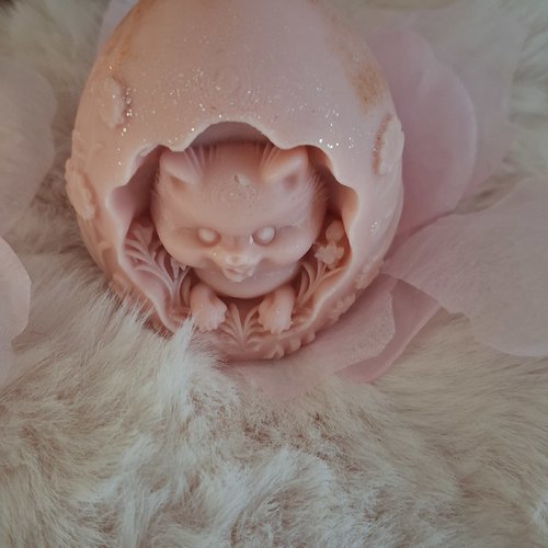 Bougie /fondant chat dans sa coquille pêche -51 g