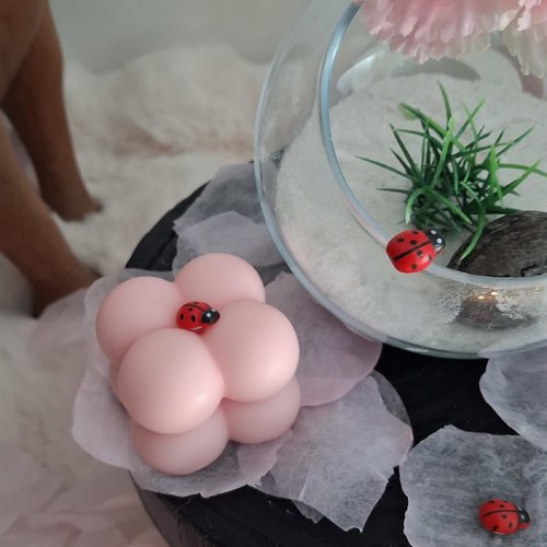 Fondant forme carré chic bombé poids( 34 g) senteur fleur de coton cire végétale de soja  parfum de grasse de haute qualité .