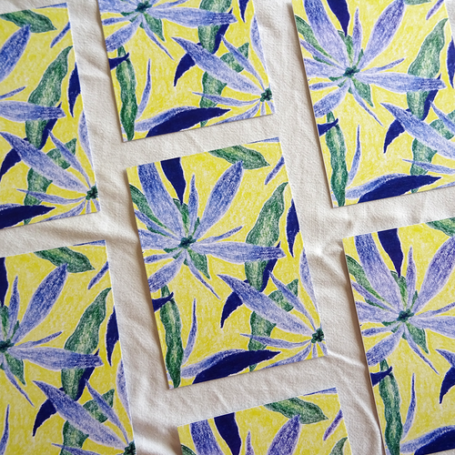 Print fleurs bleues