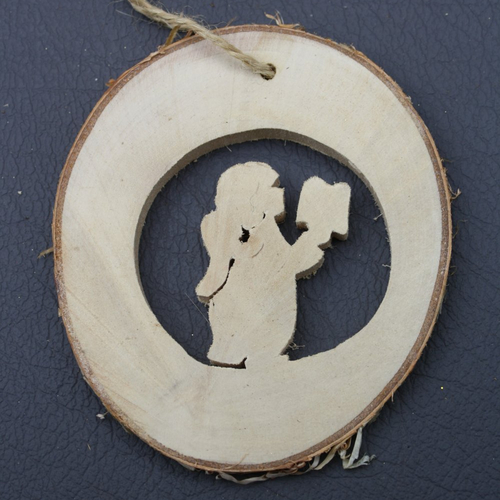 Décoration de noël en bois naturel ange au livre